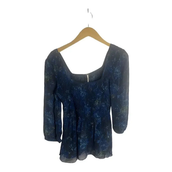 Free People Smocked Square Neck Top Size Medium - Picture 2 of 6
